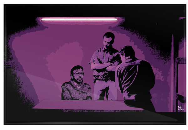 tableau plexiglas crossover avec fargo et narcos couleur violet